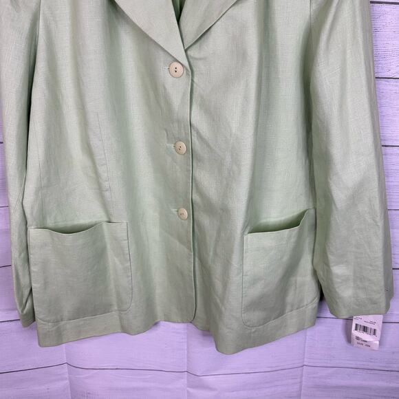 Bagatelle Womens size 22W VTG Linen Blazer Button Front Green Jacket New - Picture 4 of 8